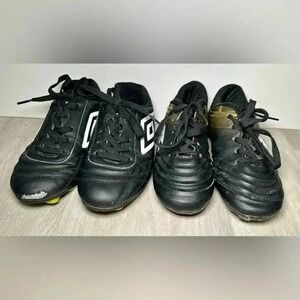 RUNIC Kids Soccer Cleats Black Gold Synthetic Lace Up Turf Shoes Youth Size 1.5
